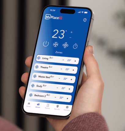 MyPlace IQ app showing zone control on a smartphone