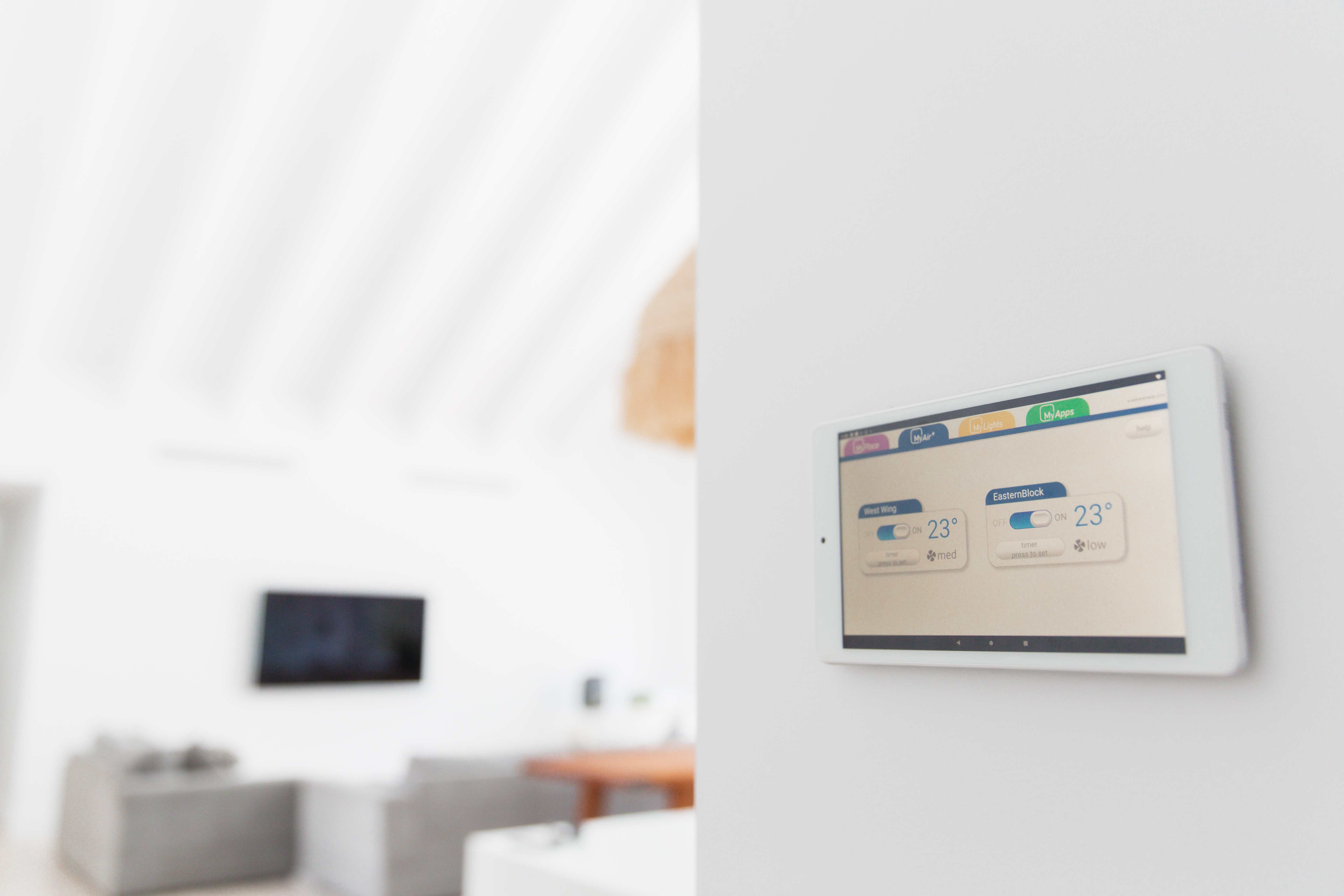 MyAir touchscreen tablet controlling zoned air conditioning